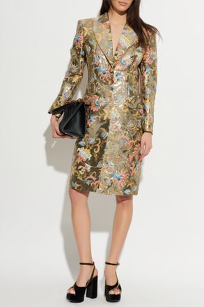 Etro Coat With Sewn-in Shoulder Pads, Womens, Gold