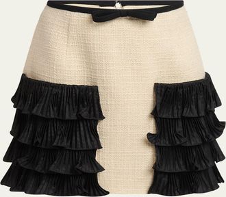 Valentino Garavani Tiered Ruffle Tweed Mini Skirt