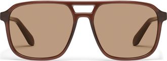Quay On the Fly 57mm Aviator Sunglasses in Dark Brown/tan at Nordstrom