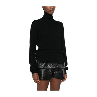 Rick Owens Truien & Vesten, Dames, Zwart, L, Wol, Gebreide coltrui