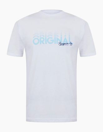 Original Penguin Mens Penguin Lettering Crew Neck T-Shirt - White - Size: 36