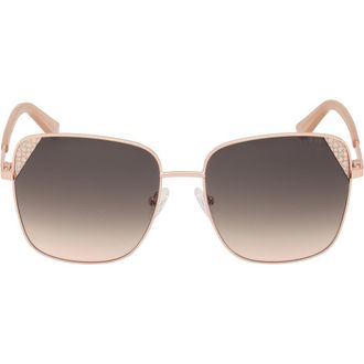 Guess 59mm Butterfly Sunglasses in Shiny Rose Gold /Brown at Nordstrom Rack