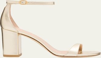 Stuart Weitzman Nudist II Leather Ankle-Strap Sandals