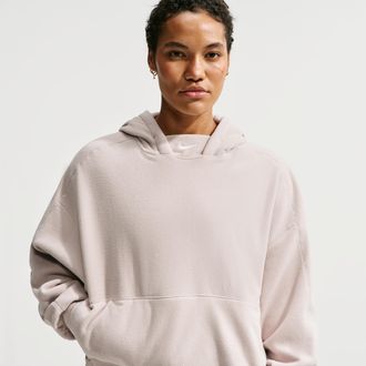 Nike Womens One Therma-FIT Oversized Pullover Hoodie in Brown | IO1052-236