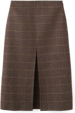 Mango Check Pleat Front Midi Skirt in Brown at Nordstrom, Size 6