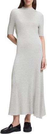 BOSS Farie Rib Wool Maxi Sweater Dress in Silver Grey Melange at Nordstrom, Size Xx-Large