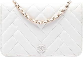 Chanel Pre-owned Wallet on Chain - Dames - Vintage Schoudertas - Wit - ONE Size - Leer - Vintage