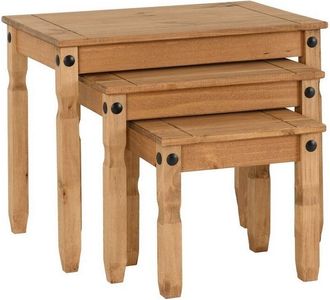 Seconique Corona Nest of Tables - L43.5 x W66 x H53.5 cm - Distressed Waxed Pine