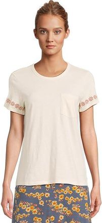 Toad&Co Primo Short Sleeve Crew Embroidered Womens Clothing Salt Embroidery : LG, Cotton