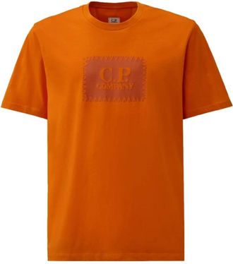 C.P. Company T-Shirts, male, Orange, Size: XL Cotton 30/1 T-Shirt