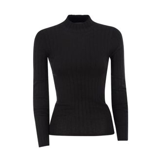 Brunello Cucinelli Wide-Rib Sparkling Cashmere and Silk Knit - female - Brunello Cucinelli - Cashmere Knitwear - Black - M - Knitwear