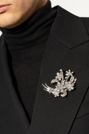 Dolce & Gabbana Brooch With Shimmering Crystals, Unisex, Silver
