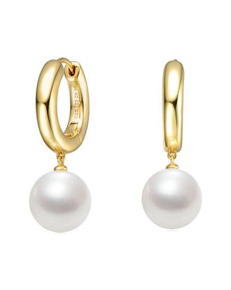 Genevive 14K Over Silver 12mm Pearl Hoops