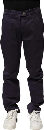 Incotex Donkerpaarse Casual Straight Broek - Heren - Straight fit broeken - Paars - XS - Katoen - Broeken