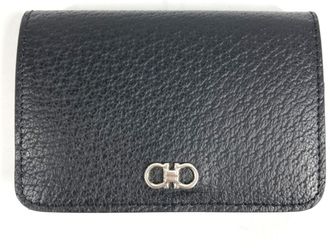 Ferragamo Gancini Black Leather Coin Purse/Coin Case (Pre-Owned)