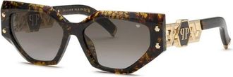 Philipp Plein Spp 174S Zonnebril - Dames - Zonnebrillen - Bruin - 57 MM - Accessoires
