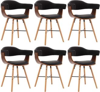 vidaXL Vidaxl - Sillas De Comedor 6 Uds Cuero Sint&eacute;tico Y Madera Curvada Negro