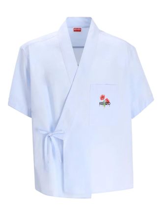 Kenzo Gewikkeld overhemd met logodetail - Blauw