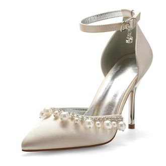 Miyoopark Wedding Shoes for Bride Ankle Strap Evening Pumps for Women M525 Champagne UK 4.5