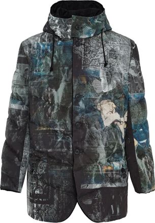 Yohji Yamamoto Piumino con stampa grafica - Nero