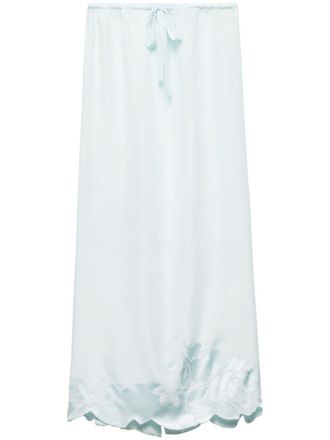 Prada Zijden midi-rok met borduurwerk - Groen