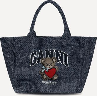 Ganni Medium denim Tote Bag with bear Female UNI