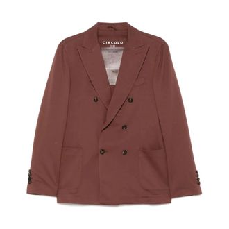 Circolo 1901 Cotton Double-Breasted Jacket - male - Circolo 1901 - Blazers - Brown - XL - Jackets