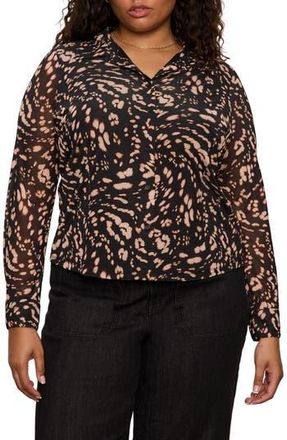 Sanctuary Fitted Mesh Button-Up Shirt in Nocturnal Black at Nordstrom Rack, Size 2X