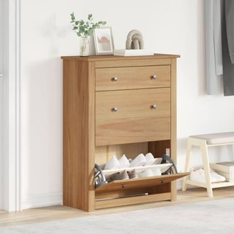 Berkfield Home Shoe Cabinet Panama 80x35x105 cm Solid Wood Pine in Brown | Size: 80 x 35 x 105 cm