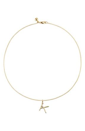 Monica Vinader Diamond Initial Pendant Necklace in 18K Gold Vermeil K at Nordstrom