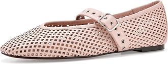 Madewell Remy Overlasted Mary Jane - Perf Womens Dress Flat Shoes Minimal Pink : 10.5 M, Leather