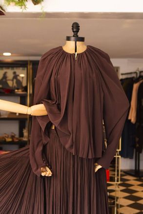 Lanvin Womens Long Sleeve Blouse In Cocoa