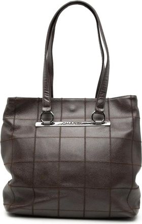 Chanel 2003-2004 Chocolate Bar Stitched Caviar tote bag - Marrone