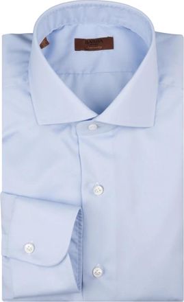 Barba Blauw Katoenen Herenoverhemd - Heren - Zakelijke Overhemden - Blauw - M - Katoen - Overhemden