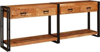 vidaXL Vidaxl - Mesas Consola Con Caj&oacute;n 2 Pcs Marr&oacute;n Madera Maciza De Acacia