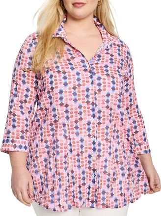 Nic+Zoe Nic+Zoe Plus Geo Dot Long Crinkle Shirt