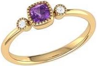 LuvMyJewelry Cushion Cut Amethyst & Diamond Ring in 14K Yellow Gold at Nordstrom Rack, Size 7.5