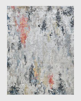 Exquisite Rugs Floor Art Hand-Knotted Silver & Gray Rug, 10 x 14