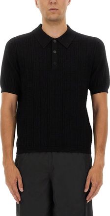 Balmain Black Shirt Collar Polo
