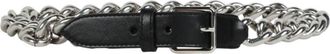 McQ by Alexander McQueen Chain Trim Leather Belt in Black at Nordstrom Rack, Size 70
