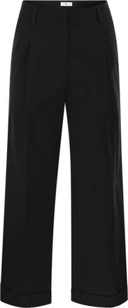 Pantaloni Torino Wide Leg Cropped Pants - Dames - Wijde Broeken - Zwart - M - Katoen - Broeken