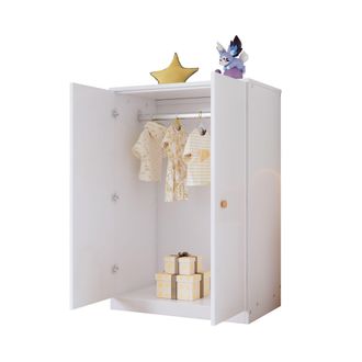 STILVORA Armario Con 2 Puertas Y Barra Para Colgar, Dise&ntilde;o Compacto Para Dormitorio O Sal&oacute;n, En Mdf, Blanco, 80 X 50 X 120 Cm