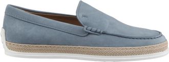 Tod's Suede Driving Moccasins met Espadrille Zool - Heren - Schoenen - Blauw - Maat: 40 1/2 EU Su&egrave;de