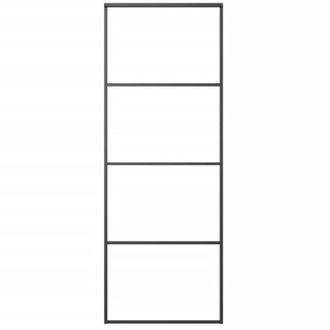 vidaXL Puerta Corredera Esg Aluminio Y Vidrio Esg Negra 76x205 Cm Vidaxl