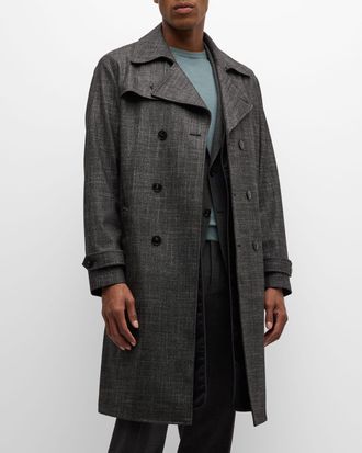 Canali Mens 90th Anniversary Melange Trench Coat