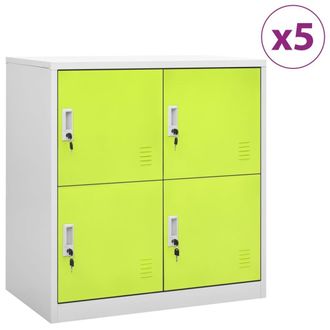 Berkfield Home Locker Cabinets 5 pcs Light Grey & Green 90x45x92.5 cm Steel