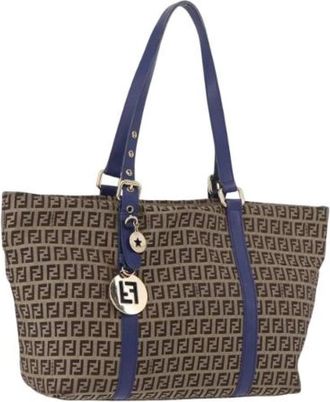 Fendi Pre-owned Vintage Zucchino Canvas Tote Bag - Dames - Vintage Shopper - Bruin - ONE Size - Leer - Vintage
