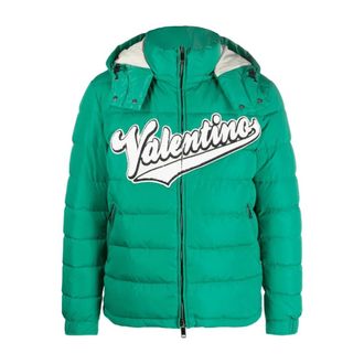 Valentino Winter Jackets, male, Green, L, Quilted Hooded Down Jacket Mint Green