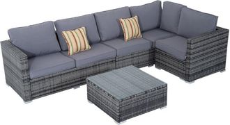 OUTSUNNY 4 Pieces Rattan Furniture Sofa Set Chair w/ Corner Sofa Loveseat 142W x 76D x 68Hcm