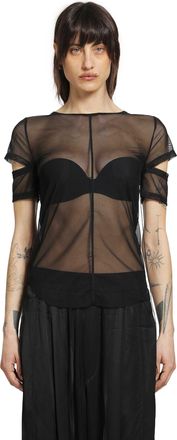 Andrea Ya'aqov Cut-Out T-Shirt in Stretch Tulle